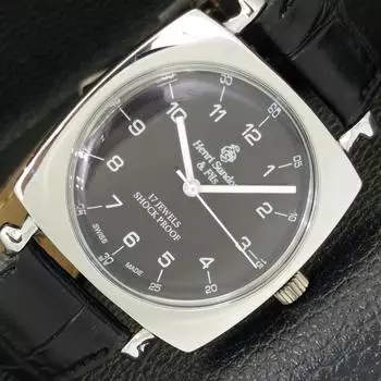 ВОССТАНОВЛЕННЫЕ ШВЕЙЦАРСКИЕ МУЖСКИЕ ЧАСЫ HENRI SANDOZ & FILS С ЧЕРНЫМ ЦИФЕРБЛАТОМ a431868-2 R108-a431868