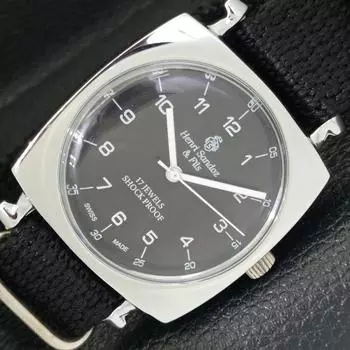 ВОССТАНОВЛЕННЫЕ ШВЕЙЦАРСКИЕ МУЖСКИЕ ЧАСЫ HENRI SANDOZ & FILS С ЧЕРНЫМ ЦИФЕРБЛАТОМ a431862-2 R108-a431862