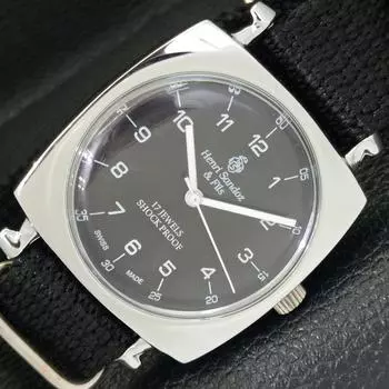 ВОССТАНОВЛЕННЫЕ ШВЕЙЦАРСКИЕ МУЖСКИЕ ЧАСЫ HENRI SANDOZ & FILS С ЧЕРНЫМ ЦИФЕРБЛАТОМ a431865-2 R108-a431865