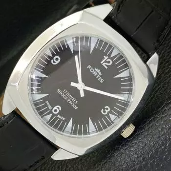 ВОССТАНОВЛЕННЫЕ ШВЕЙЦАРСКИЕ МУЖСКИЕ ЧАСЫ С РУЧНЫМ ЗАВОДОМ, ЧЕРНЫЙ ЦИФЕРБЛАТ a431776-2 R108-a431776