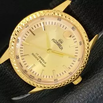 ВОССТАНОВЛЕННЫЕ ШВЕЙЦАРСКИЕ МУЖСКИЕ ЧАСЫ С РУЧНЫМ ЗАВОДОМ И ЦИФЕРБЛАТОМ ЗОЛОТИСТОГО ЦВЕТА A431409-2 R107-a431409