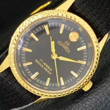 ВОССТАНОВЛЕННЫЕ ШВЕЙЦАРСКИЕ МУЖСКИЕ ЧАСЫ С РУЧНЫМ ЗАВОДОМ, ЧЕРНЫЙ ЦИФЕРБЛАТ A431408-2 R107-a431408