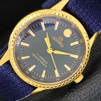 ВОССТАНОВЛЕННЫЕ ШВЕЙЦАРСКИЕ МУЖСКИЕ ЧАСЫ С РУЧНЫМ ЗАВОДОМ, СИНИЙ ЦИФЕРБЛАТ A431412-2 R107-a431412