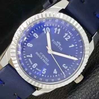 ВОССТАНОВЛЕННЫЕ ШВЕЙЦАРСКИЕ МУЖСКИЕ ЧАСЫ С РУЧНЫМ ЗАВОДОМ, СИНИЙ ЦИФЕРБЛАТ a431682-2 R108-a431682