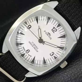 ВОССТАНОВЛЕННЫЕ ШВЕЙЦАРСКИЕ МУЖСКИЕ ЧАСЫ С РУЧНЫМ ЗАВОДОМ, БЕЛЫЙ ЦИФЕРБЛАТ a431752-2 R108-a431752