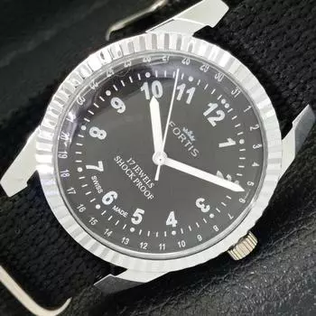 ВОССТАНОВЛЕННЫЕ ШВЕЙЦАРСКИЕ МУЖСКИЕ ЧАСЫ С РУЧНЫМ ЗАВОДОМ, ЧЕРНЫЙ ЦИФЕРБЛАТ a431727-2 R108-a431727