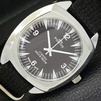 ВОССТАНОВЛЕННЫЕ ШВЕЙЦАРСКИЕ МУЖСКИЕ ЧАСЫ С РУЧНЫМ ЗАВОДОМ, ЧЕРНЫЙ ЦИФЕРБЛАТ a431783-2 R108-a431783