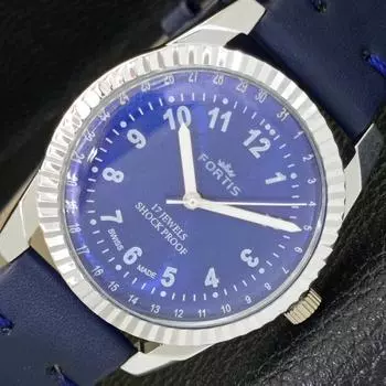 ВОССТАНОВЛЕННЫЕ ШВЕЙЦАРСКИЕ МУЖСКИЕ ЧАСЫ С РУЧНЫМ ЗАВОДОМ, СИНИЙ ЦИФЕРБЛАТ a431684-2 R108-a431684