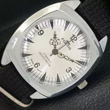 ВОССТАНОВЛЕННЫЕ ШВЕЙЦАРСКИЕ МУЖСКИЕ ЧАСЫ С РУЧНЫМ ЗАВОДОМ СЕРЕБРИСТОГО ЦИФЕРБЛАТА a431820-2 R108-a431820