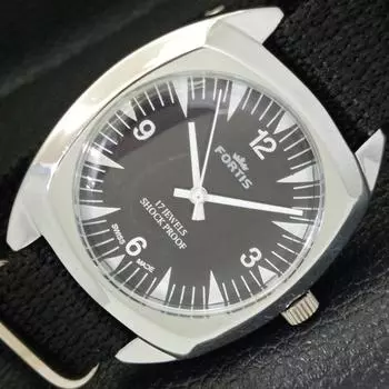 ВОССТАНОВЛЕННЫЕ ШВЕЙЦАРСКИЕ МУЖСКИЕ ЧАСЫ С РУЧНЫМ ЗАВОДОМ, ЧЕРНЫЙ ЦИФЕРБЛАТ a431779-2 R108-a431779