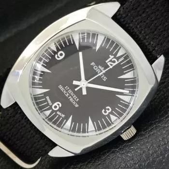 ВОССТАНОВЛЕННЫЕ ШВЕЙЦАРСКИЕ МУЖСКИЕ ЧАСЫ С РУЧНЫМ ЗАВОДОМ, ЧЕРНЫЙ ЦИФЕРБЛАТ a431784-2 R108-a431784