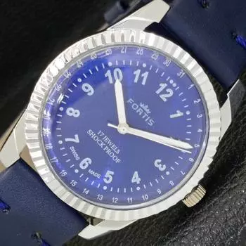 ВОССТАНОВЛЕННЫЕ ШВЕЙЦАРСКИЕ МУЖСКИЕ ЧАСЫ С РУЧНЫМ ЗАВОДОМ, СИНИЙ ЦИФЕРБЛАТ a431686-2 R108-a431686