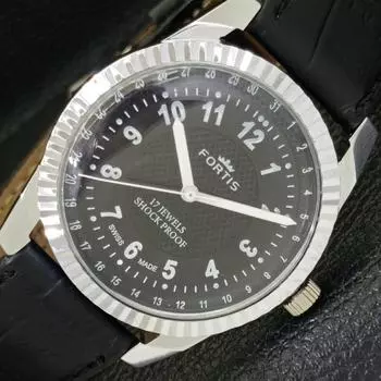 ВОССТАНОВЛЕННЫЕ ШВЕЙЦАРСКИЕ МУЖСКИЕ ЧАСЫ С РУЧНЫМ ЗАВОДОМ, ЧЕРНЫЙ ЦИФЕРБЛАТ a431738-2 R108-a431738