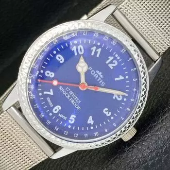 ВОССТАНОВЛЕННЫЕ ШВЕЙЦАРСКИЕ МУЖСКИЕ ЧАСЫ С РУЧНЫМ ЗАВОДОМ, СИНИЙ ЦИФЕРБЛАТ a431675-2 R108-a431675