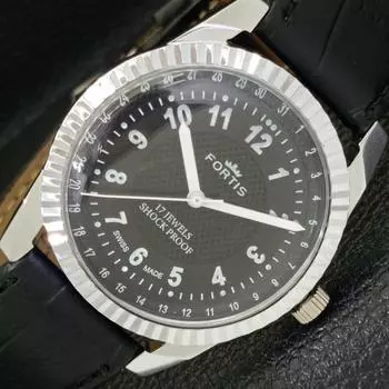 ВОССТАНОВЛЕННЫЕ ШВЕЙЦАРСКИЕ МУЖСКИЕ ЧАСЫ С РУЧНЫМ ЗАВОДОМ, ЧЕРНЫЙ ЦИФЕРБЛАТ a431737-2 R108-a431737