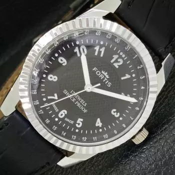 ВОССТАНОВЛЕННЫЕ ШВЕЙЦАРСКИЕ МУЖСКИЕ ЧАСЫ С РУЧНЫМ ЗАВОДОМ, ЧЕРНЫЙ ЦИФЕРБЛАТ a431734-2 R108-a431734