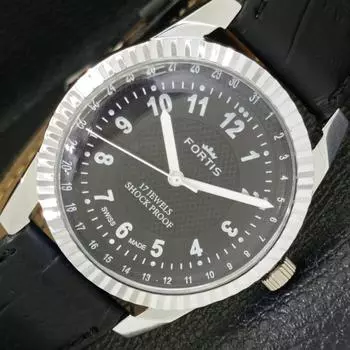 ВОССТАНОВЛЕННЫЕ ШВЕЙЦАРСКИЕ МУЖСКИЕ ЧАСЫ С РУЧНЫМ ЗАВОДОМ, ЧЕРНЫЙ ЦИФЕРБЛАТ a431733-2 R108-a431733