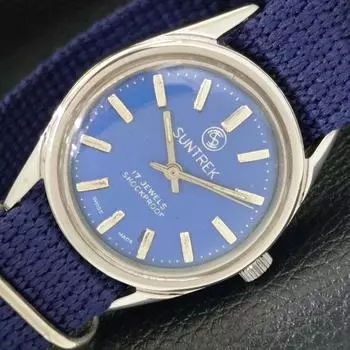 ВОССТАНОВЛЕННЫЕ ШВЕЙЦАРСКИЕ МУЖСКИЕ ЧАСЫ SUNTREK С РУЧНЫМ ЗАВОДОМ, СИНИЙ ЦИФЕРБЛАТ a432704-2 R113-a432704