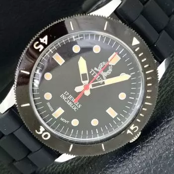 ВОССТАНОВЛЕННЫЕ ШВЕЙЦАРСКИЕ МУЖСКИЕ ЧАСЫ TITUS С РУЧНЫМ ЗАВОДОМ, ЧЕРНЫЙ ЦИФЕРБЛАТ a432124-2 R110-a432124