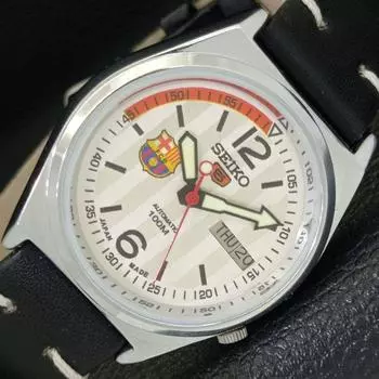 ВОССТАНОВЛЕННЫЕ ВИНТАЖНЫЕ АВТОМАТИЧЕСКИЕ МУЖСКИЕ ЧАСЫ SEIKO 5 JAPAN СЕРЕБРЯНЫЙ ЦИФЕРБЛАТ a433561-2 R117-a433561