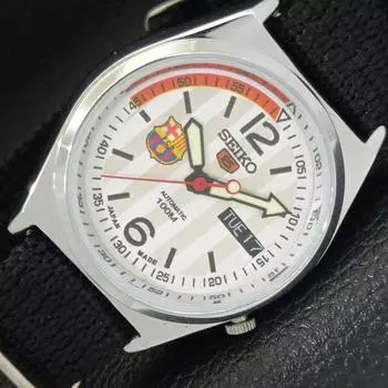 ВОССТАНОВЛЕННЫЕ ВИНТАЖНЫЕ АВТОМАТИЧЕСКИЕ МУЖСКИЕ ЧАСЫ SEIKO 5 JAPAN СЕРЕБРЯНЫЙ ЦИФЕРБЛАТ a433572-2 R117-a433572