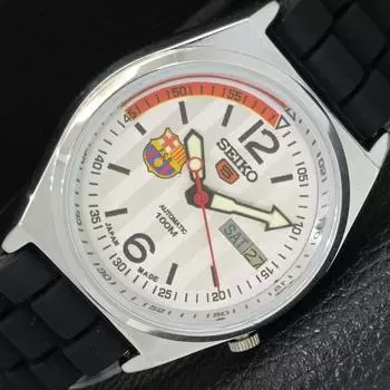 ВОССТАНОВЛЕННЫЕ ВИНТАЖНЫЕ АВТОМАТИЧЕСКИЕ ЯПОНСКИЕ МУЖСКИЕ ЧАСЫ SEIKO 5 СЕРЕБРЯНЫЙ ЦИФЕРБЛАТ a433581-2 R117-a433581