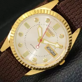 ВОССТАНОВЛЕННЫЕ ВИНТАЖНЫЕ АВТОМАТИЧЕСКИЕ ЯПОНСКИЕ МУЖСКИЕ ЧАСЫ SEIKO 5 СЕРЕБРЯНЫЙ ЦИФЕРБЛАТ a434412-2 R120-a434412