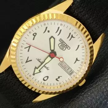ВОССТАНОВЛЕННЫЕ ВИНТАЖНЫЕ АВТОМАТИЧЕСКИЕ ЯПОНСКИЕ МУЖСКИЕ ЧАСЫ SEIKO 5 С АРАБСКИМ ЦИФЕРБЛАТОМ a434378-2 R120-a434378