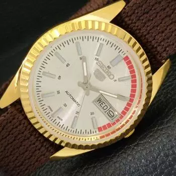 ВОССТАНОВЛЕННЫЕ ВИНТАЖНЫЕ АВТОМАТИЧЕСКИЕ ЯПОНСКИЕ МУЖСКИЕ ЧАСЫ SEIKO 5 СЕРЕБРЯНЫЙ ЦИФЕРБЛАТ a434414-2 R120-a434414