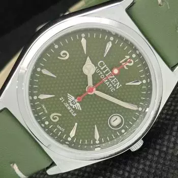 ВОССТАНОВЛЕННЫЕ ВИНТАЖНЫЕ ЧАСЫ CITIZEN AUTO 8200 ЯПОНИЯ МУЖСКИЕ ЗЕЛЕНЫЕ ЧАСЫ С ДАтой 605-a314116-9 SKU605-a314116