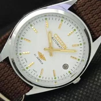 ВОССТАНОВЛЕННЫЕ ВИНТАЖНЫЕ ЧАСЫ CITIZEN AUTO 8200 ЯПОНИЯ МУЖСКИЕ БЕЛЫЕ С ДАТЫЮ 608f-a316164-9 SKU608f-a316164