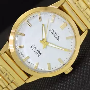 ВОССТАНОВЛЕННЫЕ ВИНТАЖНЫЕ ЧАСЫ MONTINE OF SWITZERLAND 17J МУЖСКИЕ ПОЗОЛОЧЕННЫЕ ЧАСЫ a285404-5 MontineQ-a285404-1