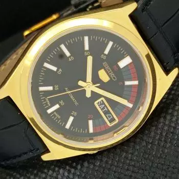 ВОССТАНОВЛЕННЫЕ ВИНТАЖНЫЕ ЧАСЫ SEIKO 5 AUTO 6309A JAPAN MENS DAY/DATE BLACK a309511-9 Seiko-a309511-1