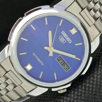 ВОССТАНОВЛЕННЫЕ ВИНТАЖНЫЕ ЧАСЫ SEIKO 5 AUTO 7009A ЯПОНИЯ МУЖСКИЕ D/D СИНИЕ ЧАСЫ 588a-a310223-9 SKU588a-a310223