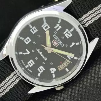 ВОССТАНОВЛЕННЫЕ ВИНТАЖНЫЕ ЧАСЫ SEIKO 5 AUTO 7009A JAPAN MENS DATE BLACK 603-a313709-6 lot603-a313709