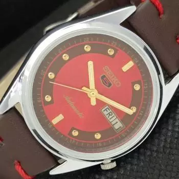 ВОССТАНОВЛЕННЫЕ ВИНТАЖНЫЕ ЧАСЫ SEIKO 5 AUTO 7009A ЯПОНИЯ МУЖСКИЕ D/D КРАСНЫЕ 593a-a311240-9 SKU593a-a311240