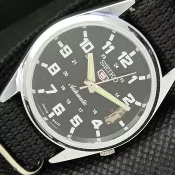 ВОССТАНОВЛЕННЫЕ ВИНТАЖНЫЕ ЧАСЫ SEIKO 5 AUTO 7009A JAPAN MENS DATE BLACK WATCH 598-a313022-9 SKU598-a313022