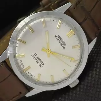 ВОССТАНОВЛЕННЫЕ ВИНТАЖНЫЕ МЕХАНИЧЕСКИЕ МУЖСКИЕ ЧАСЫ MONTINE OF SWITZERLAND 17J a285417-12 Montine-a285417-3