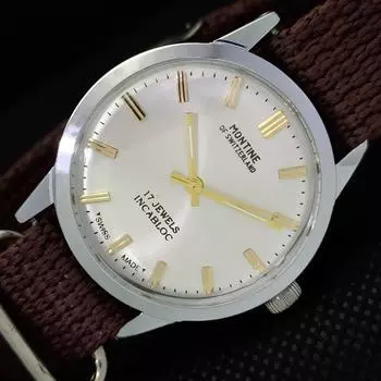 ВОССТАНОВЛЕННЫЕ ВИНТАЖНЫЕ МЕХАНИЧЕСКИЕ МУЖСКИЕ ЧАСЫ MONTINE OF SWITZERLAND 17J a285418-12 Montine-a285418-3