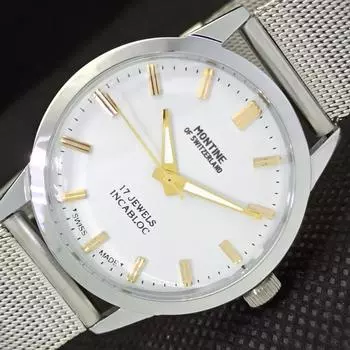 ВОССТАНОВЛЕННЫЕ ВИНТАЖНЫЕ МЕХАНИЧЕСКИЕ МУЖСКИЕ ЧАСЫ MONTINE OF SWITZERLAND 17J a285413-5 MontineQ-a285413-1
