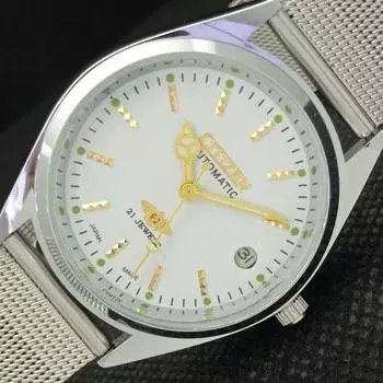 ВОССТАНОВЛЕННЫЕ ВИНТАЖНЫЕ МУЖСКИЕ ЧАСЫ CITIZEN AUTO 8200 JAPAN DATE WHITE 608k-a317300-9 SKU608k-a317300