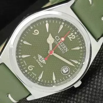 ВОССТАНОВЛЕННЫЕ ВИНТАЖНЫЕ МУЖСКИЕ ЧАСЫ CITIZEN AUTO 8200 JAPAN DATE GREEN 605-a314136-9 SKU605-a314136
