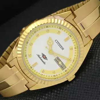 ВОССТАНОВЛЕННЫЕ ВИНТАЖНЫЕ МУЖСКИЕ ЧАСЫ CITIZEN AUTOMATIC 8200 JAPAN, БЕЛЫЕ 587a-a308206-9 SKU587a-a308206