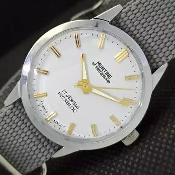 ВОССТАНОВЛЕННЫЕ ВИНТАЖНЫЕ МУЖСКИЕ ЧАСЫ MONTINE OF SWITZERLAND 17J С ЗАВОДОМ a285414-10 Montine-a285414-2