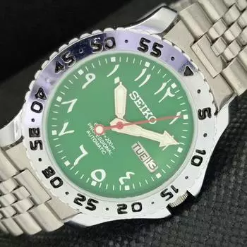ВОССТАНОВЛЕННЫЕ ВИНТАЖНЫЕ МУЖСКИЕ ЧАСЫ SEIKO 5 AUTO JAPAN ARABIC GREEN 587c-a308877-2 SKU587c-a308877
