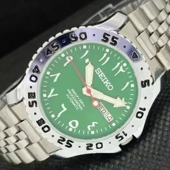 ВОССТАНОВЛЕННЫЕ ВИНТАЖНЫЕ МУЖСКИЕ ЧАСЫ SEIKO 5 AUTO JAPAN ARABIC GREEN 587c-a308893-2 SKU587c-a308893