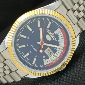 ВОССТАНОВЛЕННЫЕ ВИНТАЖНЫЕ МУЖСКИЕ ЧАСЫ SEIKO 5 AUTOMATIC JAPAN D/D BLUE 602-a313607-2 SKU602-a313607