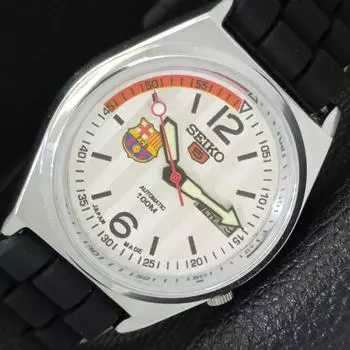 ВОССТАНОВЛЕННЫЕ ВИНТАЖНЫЕ МУЖСКИЕ ЧАСЫ SEIKO 5 AUTOMATIC JAPAN СЕРЕБРЯНЫЙ ЦИФЕРБЛАТ a433564-2 R117-a433564