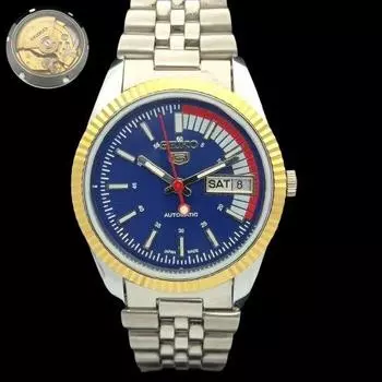 ВОССТАНОВЛЕННЫЕ ВИНТАЖНЫЕ МУЖСКИЕ ЧАСЫ SEIKO 5 AUTOMATIC JAPAN С ЗОЛОТЫМ МЕХАНИЗМОМ a305096-9 SKU575b-a305096