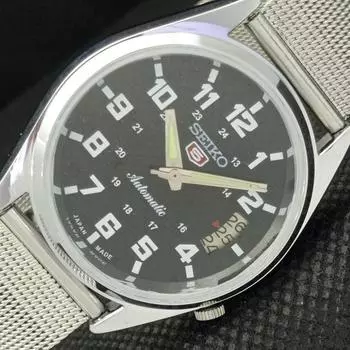 ВОССТАНОВЛЕННЫЕ ВИНТАЖНЫЕ МУЖСКИЕ ЧАСЫ SEIKO 5 AUTOMATIC JAPAN DATE BLACK 603-a313714-9 SKU603-a313714